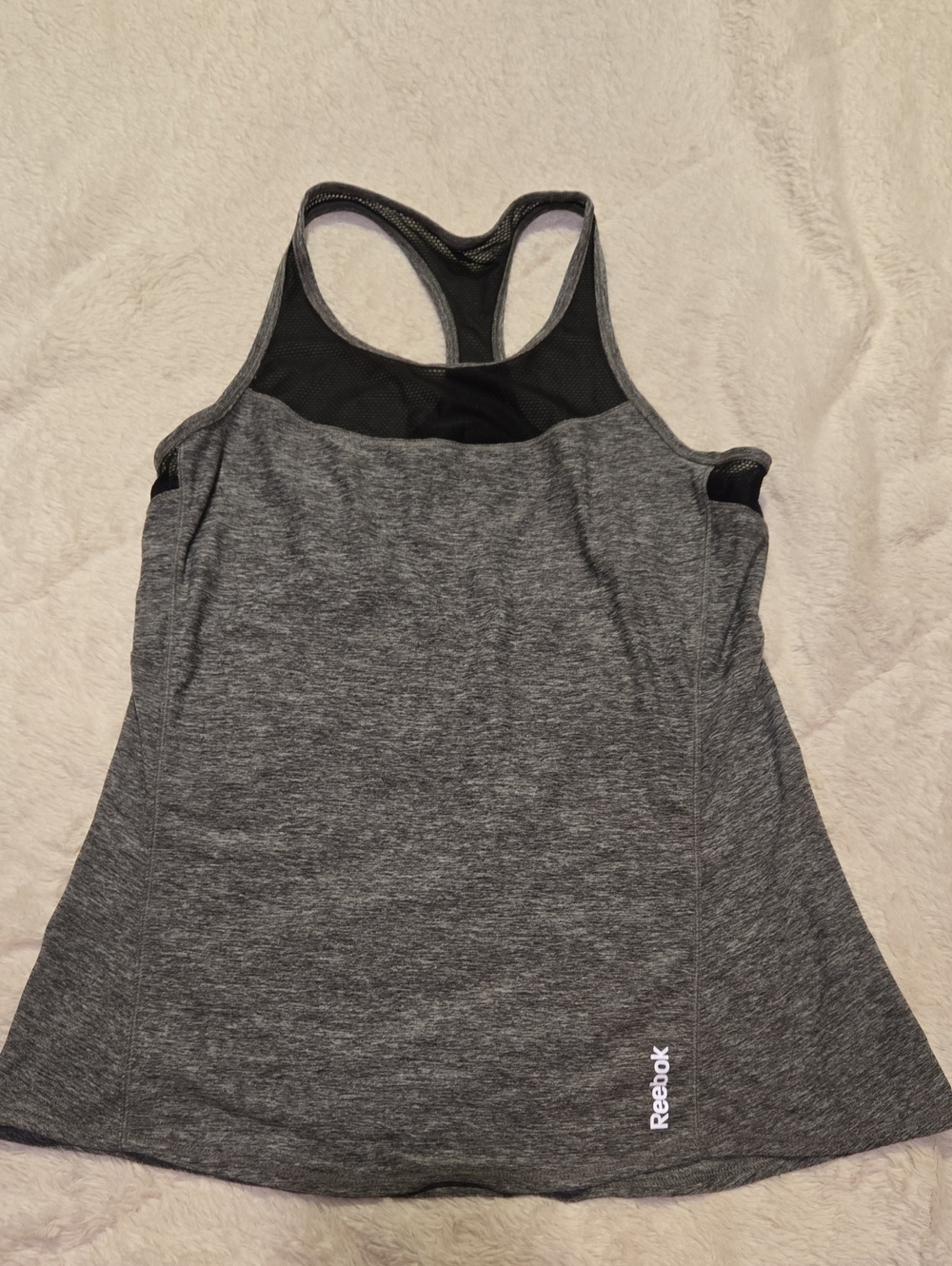 Reebok Women's Dark Gray Racerback Tank with Mesh Back